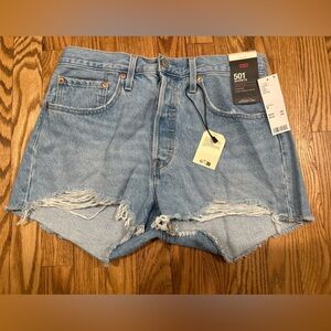 Levi's Light Blue Distressed Jean Shorts